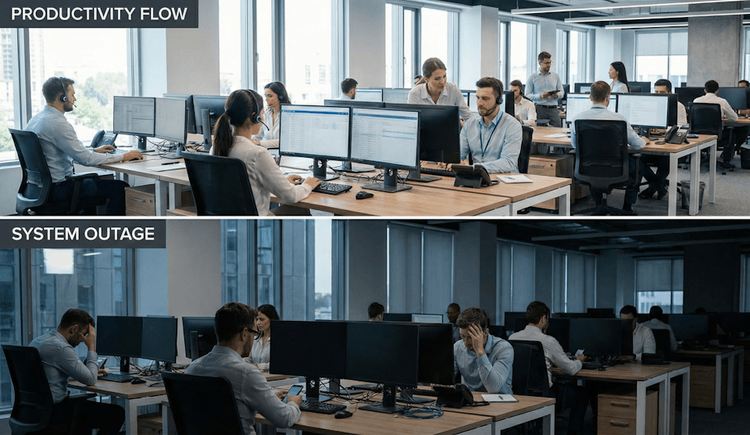 It’s 2:00 PM on a Tuesday. Your Bangkok team is in high gear, coordinating with clients in Europe and the US. Suddenly, the server disconnects. Email stops syncing. The VoIP phones go silent.
You call your freelance IT contact, but they are stuck in...